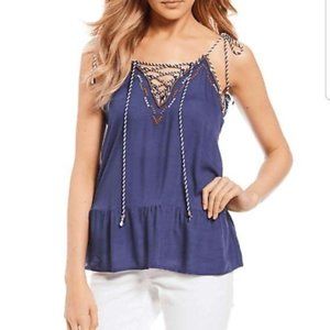 NWT Jessica Simpson Navy Blue Lace-Up Spaghetti Strap Tank Top